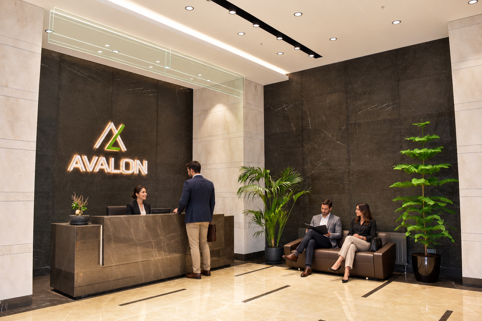 Avalon Plaza karşılama alanı görselleştirmesi